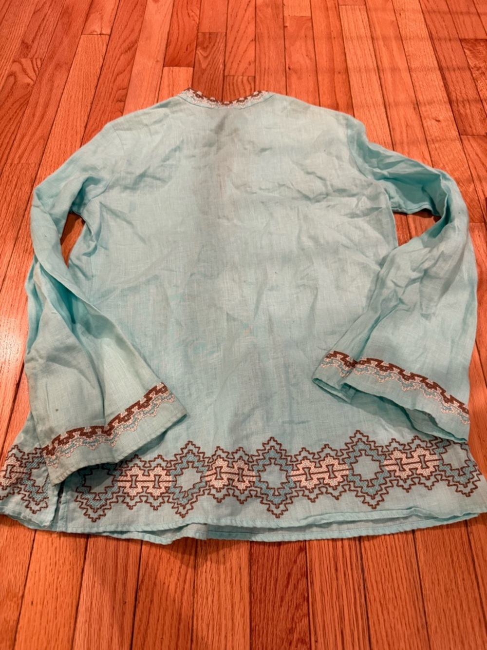 Linen Embroidered Tunic - Mint Blue - Picture 8 of 8